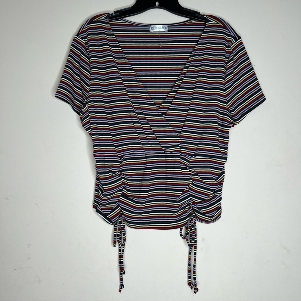 POPULAR 21 Striped Crop Top NWOT
